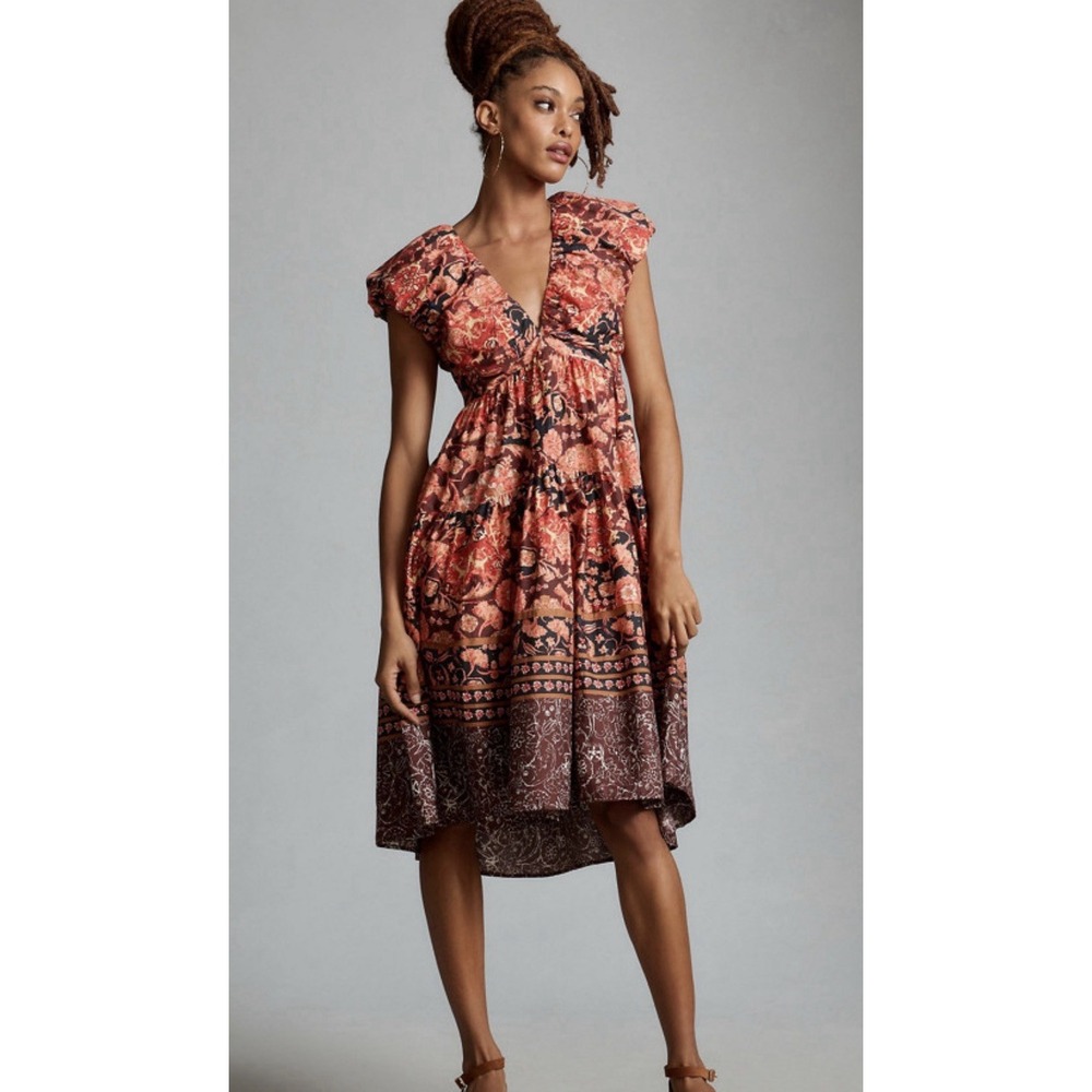 Anthropologie Dress Floral Pattern Sz 14 MSRP $170 Boho